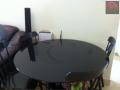 Ikea black glass round dinning table with 4 wooden chair